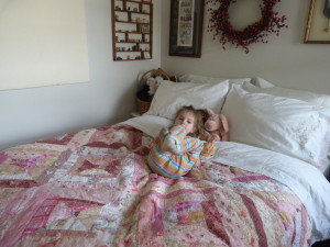Brie on Pink Boxes Quilt